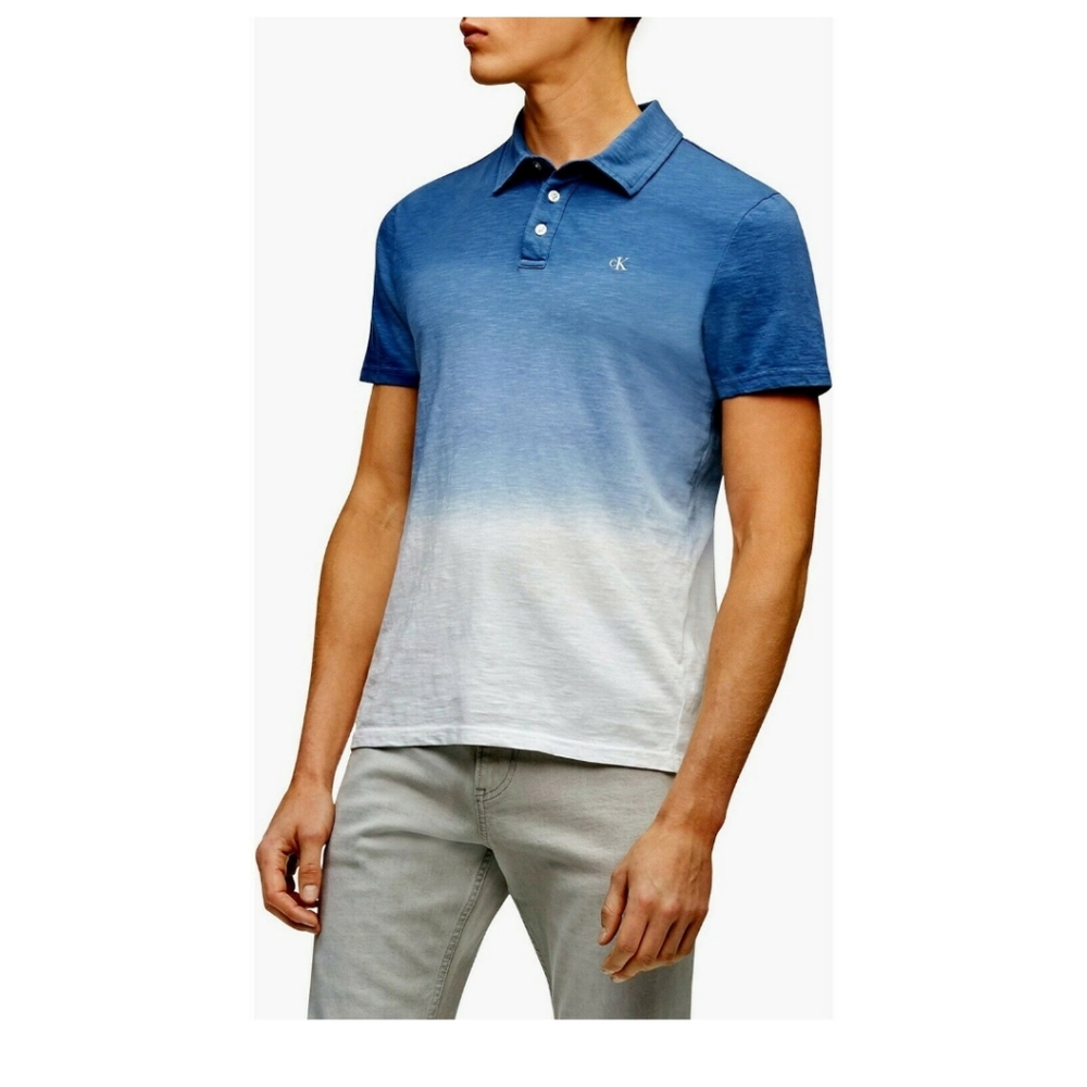 Calvin Klein Monogram‎ Ombre Slub Polo Shirt Size Large